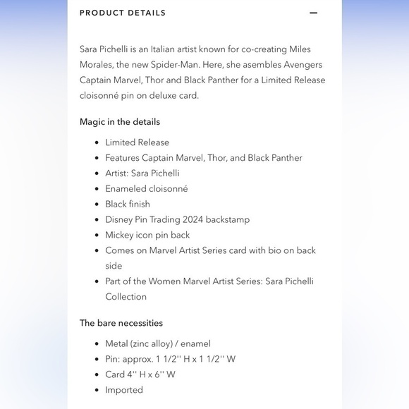 Disney MARVEL Artist Series LR Pin~Thor, Captain Marvel, Black Panther NEW - Picture 5 of 5